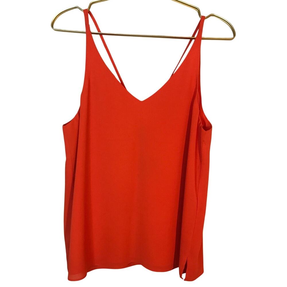 Topshop Sleeveless V-Neck Blouse Womens 8 Bright Orange Red Strappy